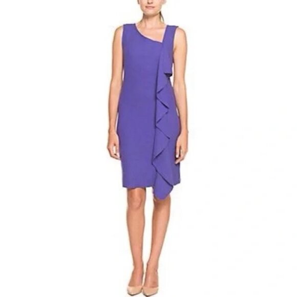 Tory Burch - Taletta Boiled Wool Ruffle Dress - Purple - Small - Picture 5 of 11